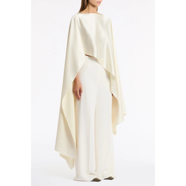 Carla Zampatti Ivory Satin Cape | Scarves | Luxury Shoes 
