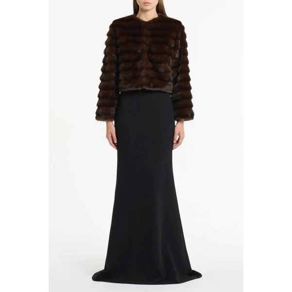 Carla Zampatti Mocha Cropped Fur Jacket | Jackets | Luxury Shoes 