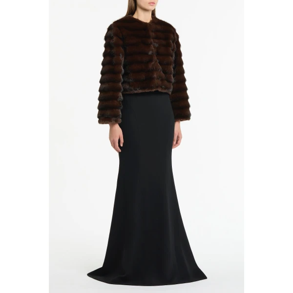 Carla Zampatti Mocha Cropped Fur Jacket | Jackets | Luxury Shoes 