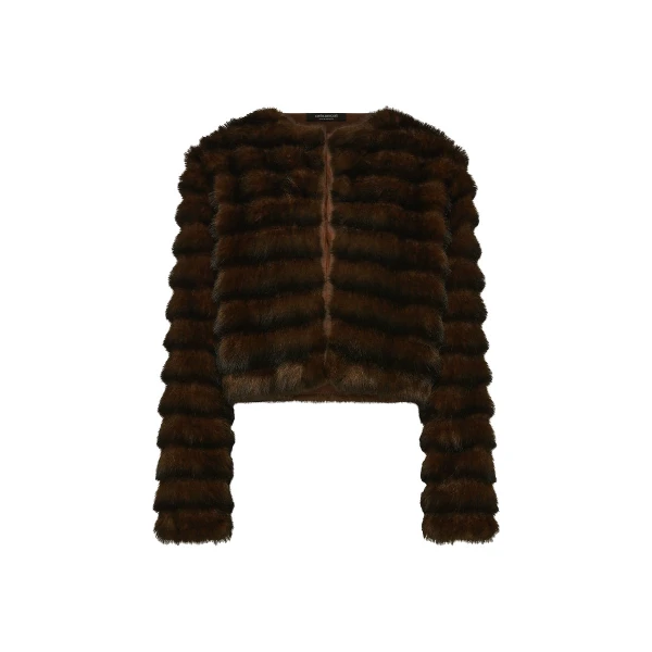 Mocha Cropped Fur Jacket