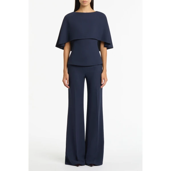 Carla Zampatti Navy Crepe Cape Top | Blouse | Luxury Shoes 