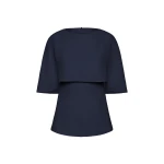 Carla Zampatti Navy Crepe Cape Top | Blouse | Luxury Shoes 