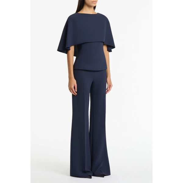 Carla Zampatti Navy Crepe Cape Top | Blouse | Luxury Shoes 