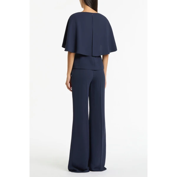 Carla Zampatti Navy Crepe Cape Top | Blouse | Luxury Shoes 