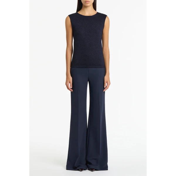 Carla Zampatti Navy Crepe Low Waist Pant | Tailored pants | Luxury Shoes 