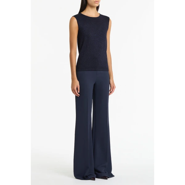 Carla Zampatti Navy Crepe Low Waist Pant | Tailored pants | Luxury Shoes 