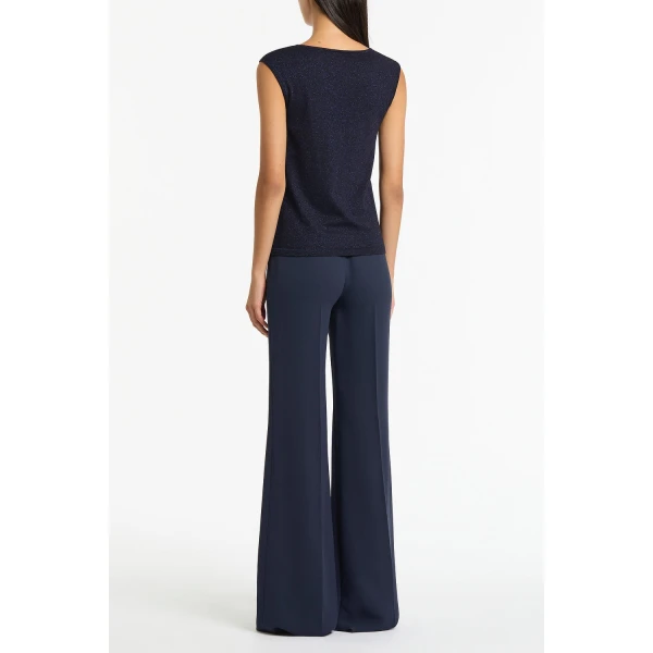 Carla Zampatti Navy Crepe Low Waist Pant | Tailored pants | Luxury Shoes 