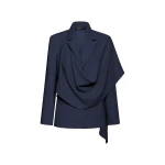 Carla Zampatti Navy Crepe Scarf Jacket | Blazers | Luxury Shoes 