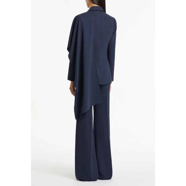 Carla Zampatti Navy Crepe Scarf Jacket | Blazers | Luxury Shoes 