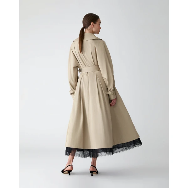 Carolina Herrera A-Line Trench Coat in Stone, view 3
