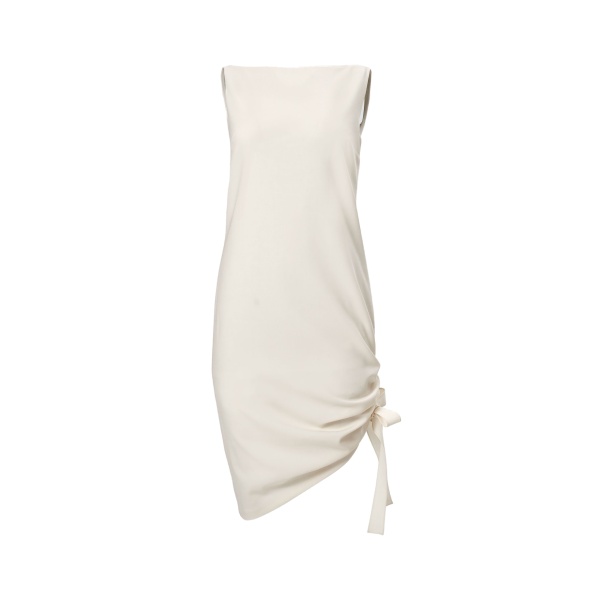 Carolina Herrera Asymmetric Gathered Dress in Ivory