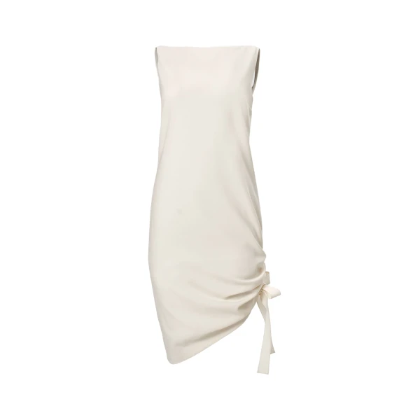 Carolina Herrera Asymmetric Gathered Dress in Ivory