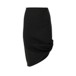Carolina Herrera Asymmetric Gathered Knee-Length Skirt in Black