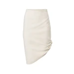 Carolina Herrera Asymmetric Gathered Knee-Length Skirt in Ivory