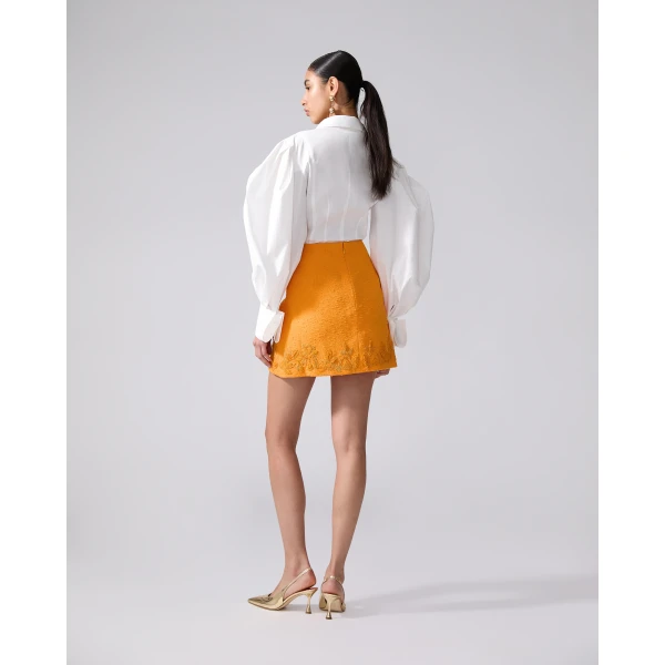 Carolina Herrera Balloon-Sleeve Shirt in White, view 3