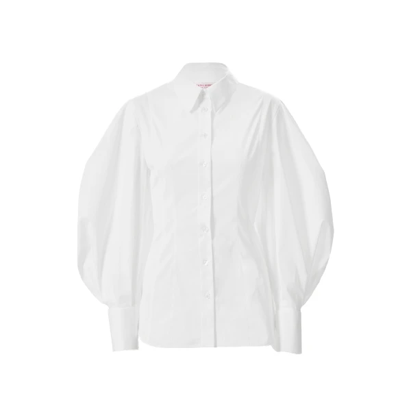 Carolina Herrera Balloon-Sleeve Shirt in White