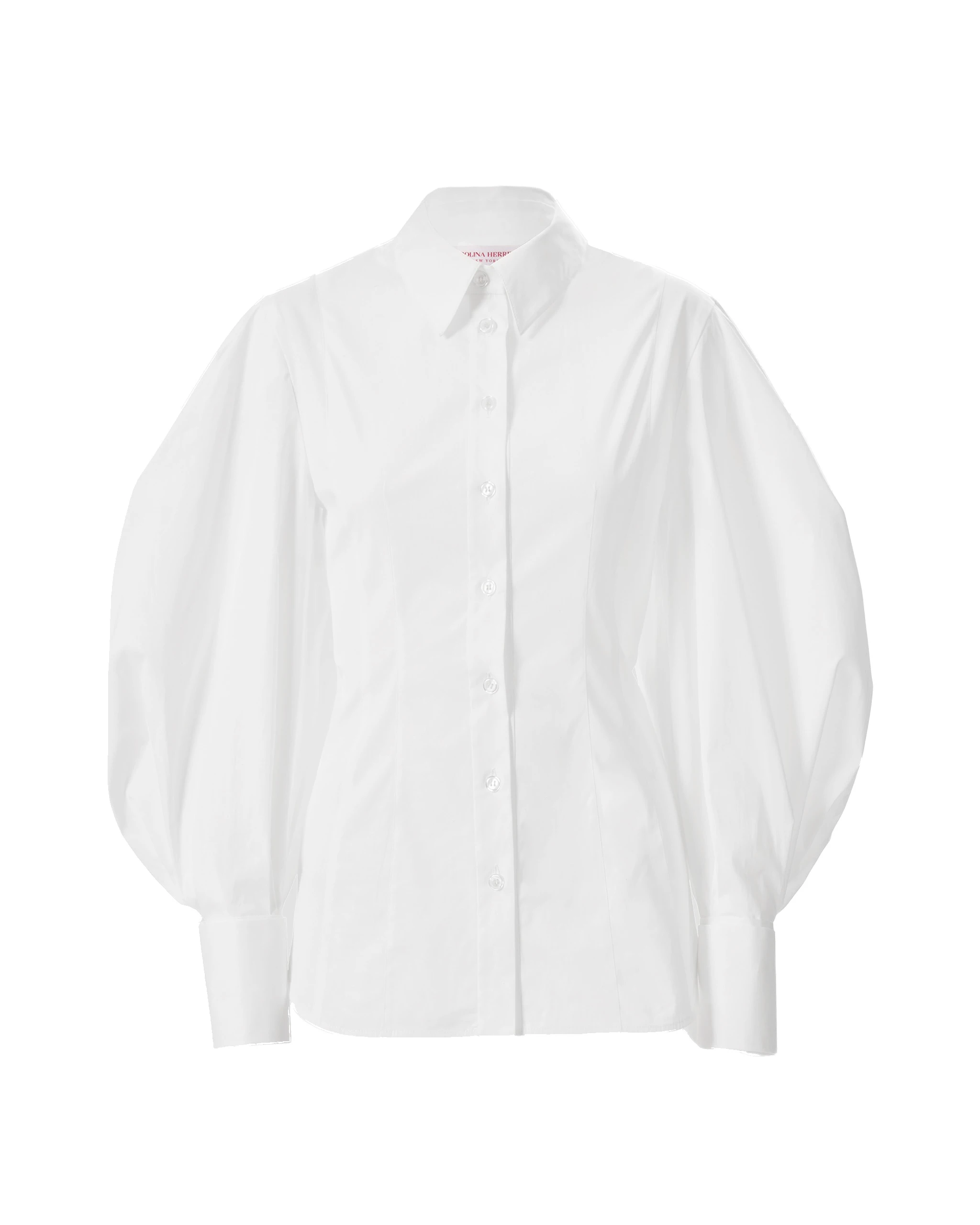 Carolina Herrera Balloon-Sleeve Shirt in White | Tops | Luxury Shoes Carolina Herrera Balloon-Sleeve Shirt in White
