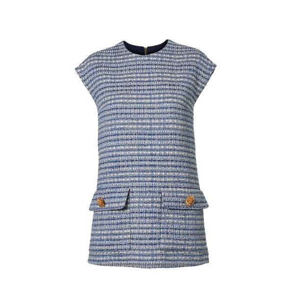Carolina Herrera Belted Tweed Top