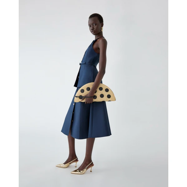 Carolina Herrera Button-Front Midi Skirt in Midnight, view 4