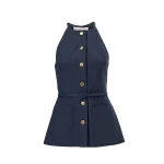 Carolina Herrera Button-Front Top in Midnight