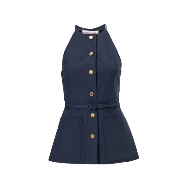 Button-Front Top in Midnight