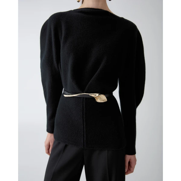 Carolina Herrera Calla Lily Belt in Black, view 2