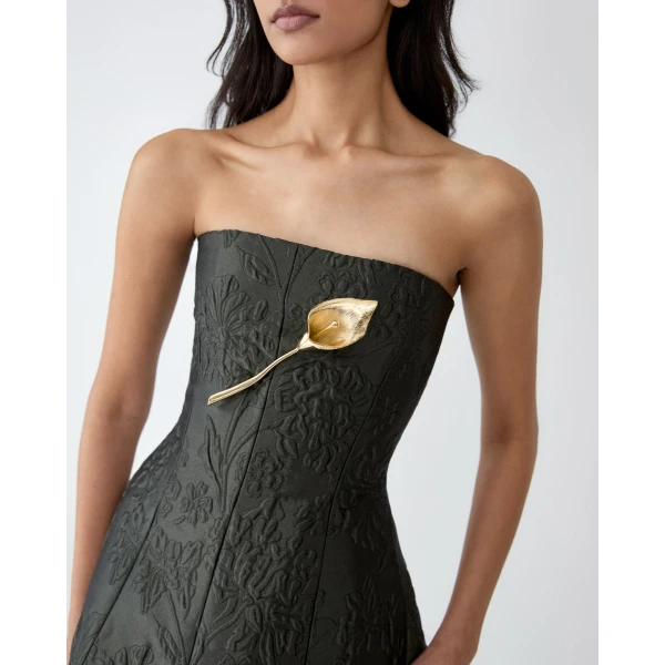 Carolina Herrera Calla Lily Brooch in Gold, view 2