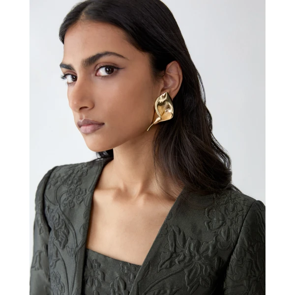 Carolina Herrera Calla Lily Earrings in Gold, view 2
