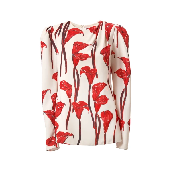 Carolina Herrera Calla Lily Print Blouse