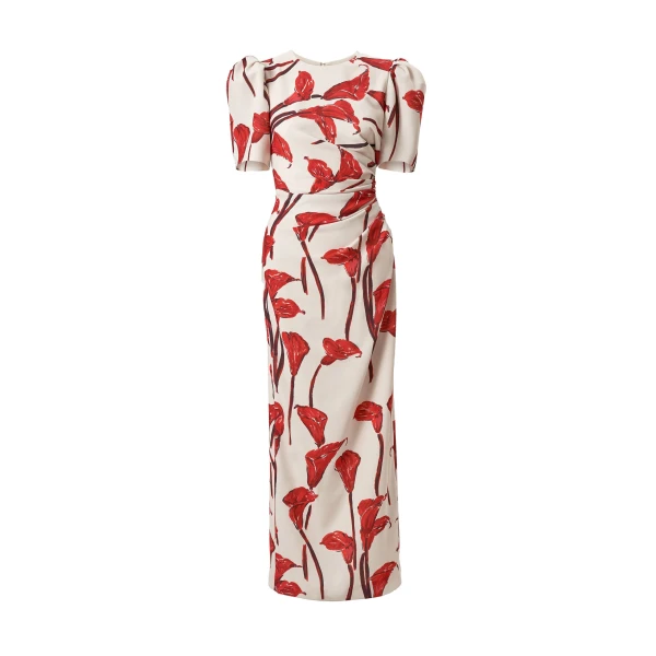 Carolina Herrera Calla Lily Print Maxi Dress