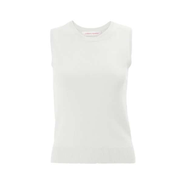 Carolina Herrera Cashmere Crewneck Tank in Ivory
