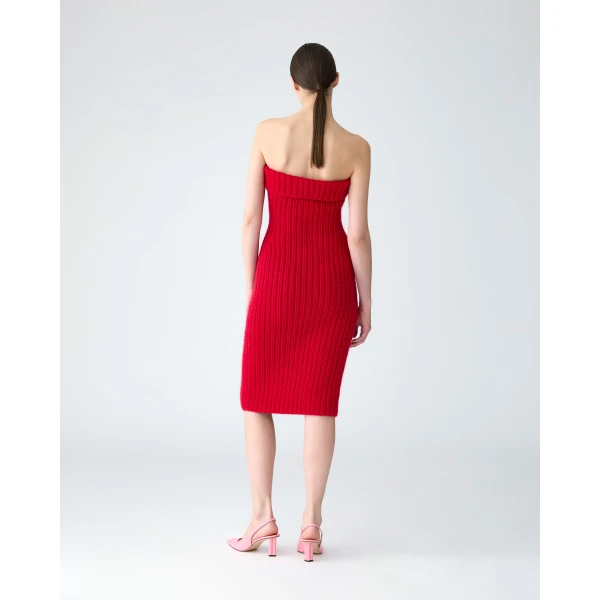 Carolina Herrera Cashmere Knit Mini Dress in Scarlet, view 3