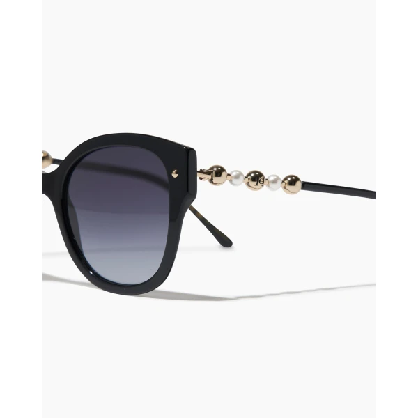 Carolina Herrera Cat Eye Sunglasses with Beaded Detail in Black, view 3