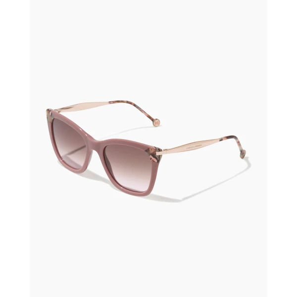 Carolina Herrera Cat Eye Sunglasses with Contrast Detail in Nude, view 2