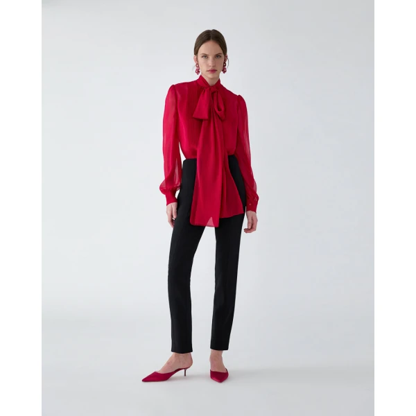Carolina Herrera Chiffon Pussy-Bow Blouse, view 2