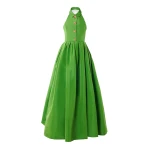 Carolina Herrera Collared Halterneck Gown in Lawn Green