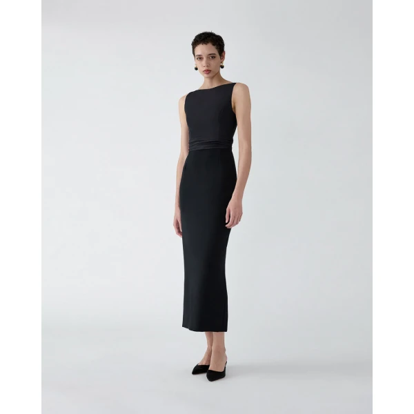 Carolina Herrera Column Gown with Back Bow in Black, view 5