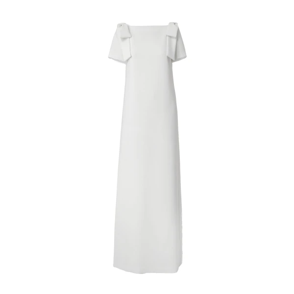 Column Gown with Bows in Ivory
