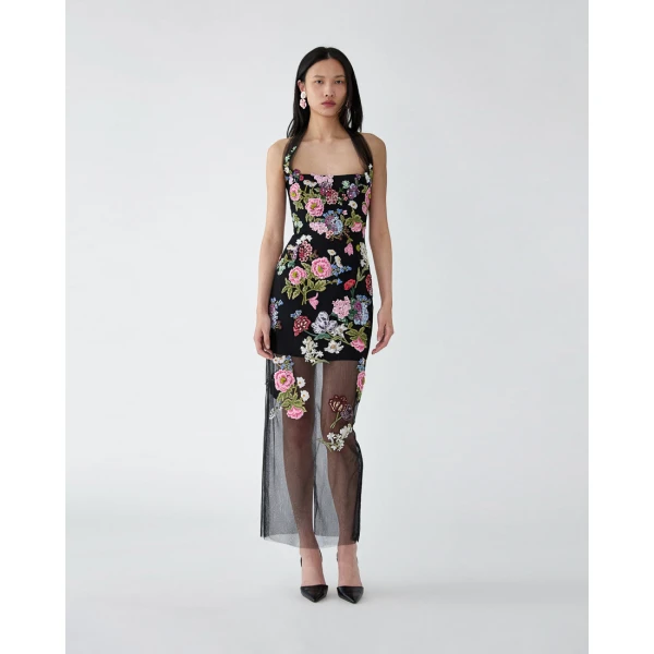 Carolina Herrera Column Gown with Floral Embroidery, view 2