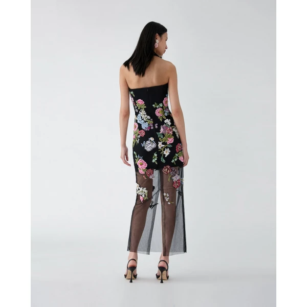 Carolina Herrera Column Gown with Floral Embroidery, view 3