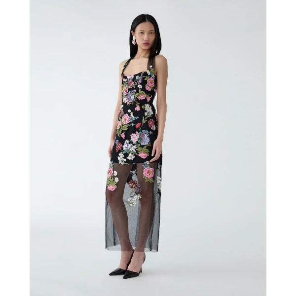 Carolina Herrera Column Gown with Floral Embroidery, view 4