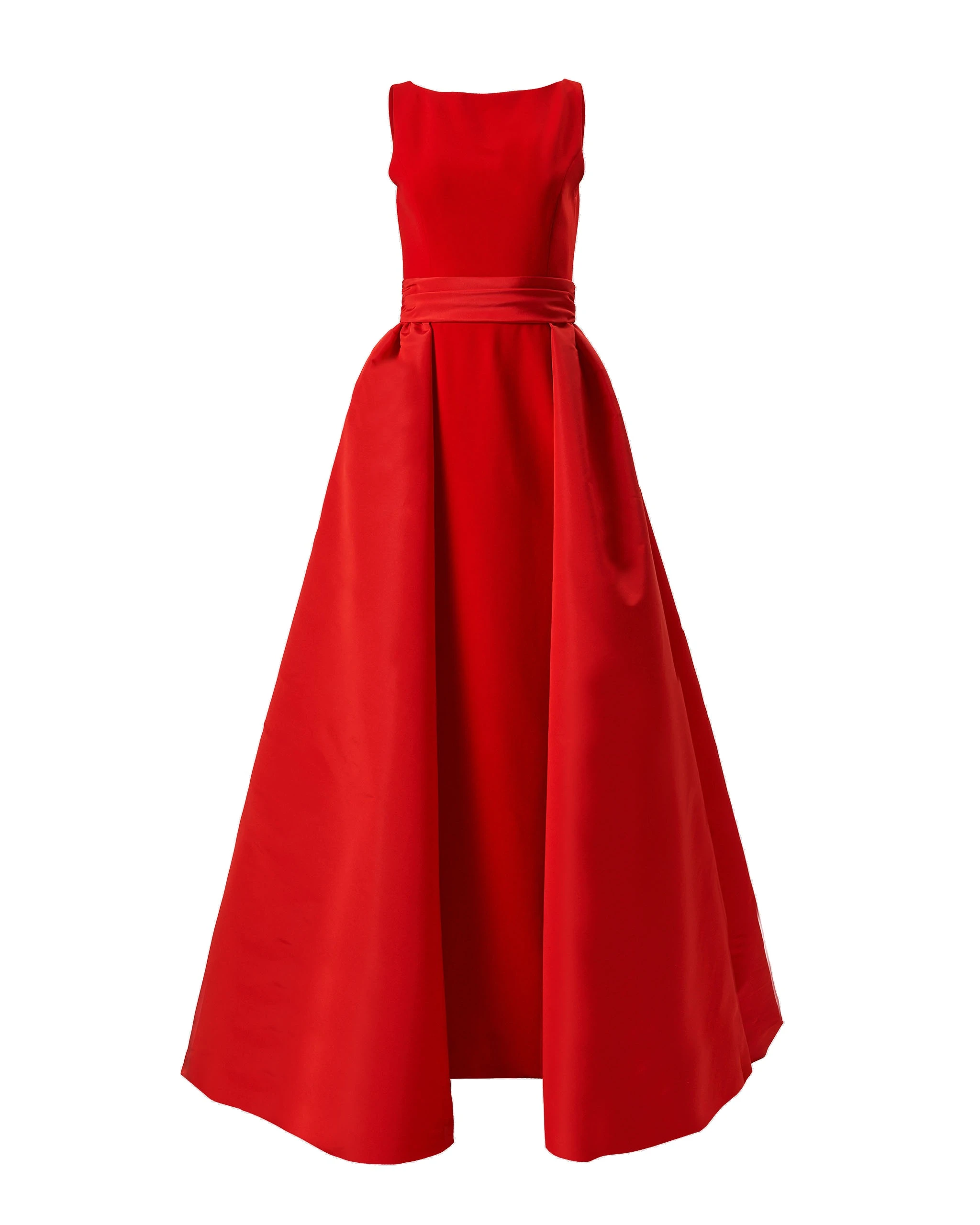 Carolina Herrera Column Gown with Overskirt in Chili Red | Dresses | Luxury Shoes Carolina Herrera Column Gown with Overskirt in Chili Red