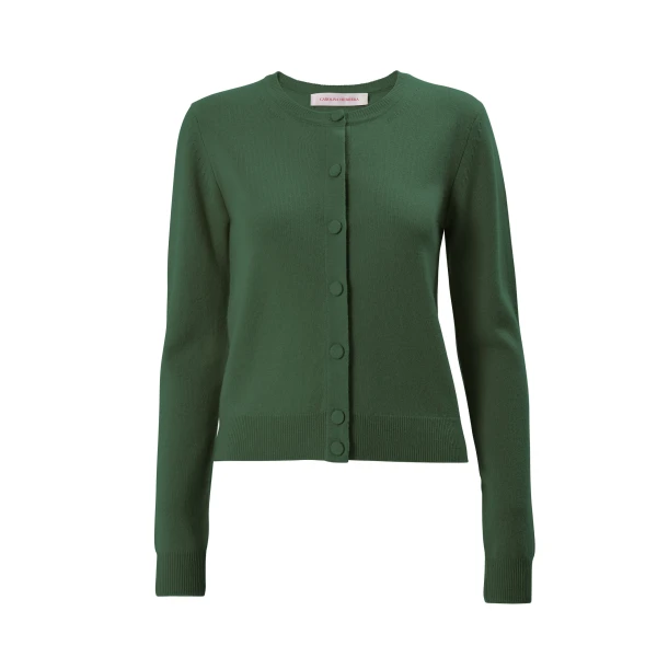 Crewneck Cardigan in Racing Green