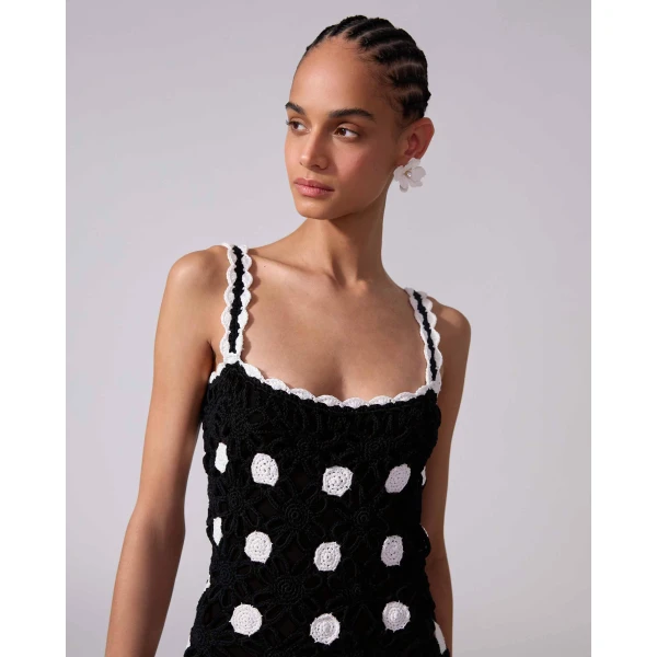 Carolina Herrera Crocheted Polka Dot Midi Dress, view 4