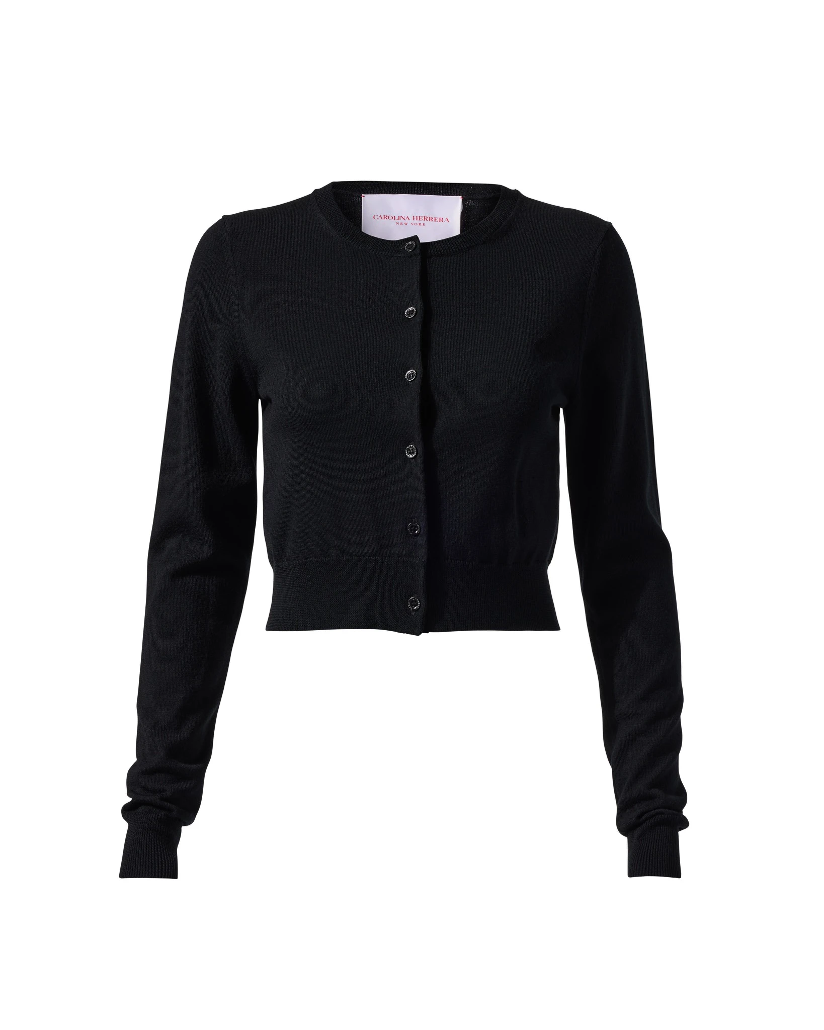 Carolina Herrera Cropped Cardigan in Black | Knitwear | Luxury Shoes Carolina Herrera Cropped Cardigan in Black