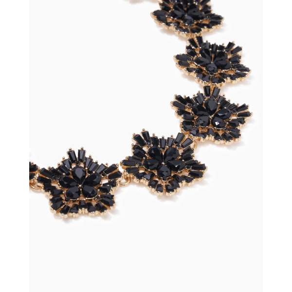 Carolina Herrera Crystal Snowflake Necklace in Black, view 3
