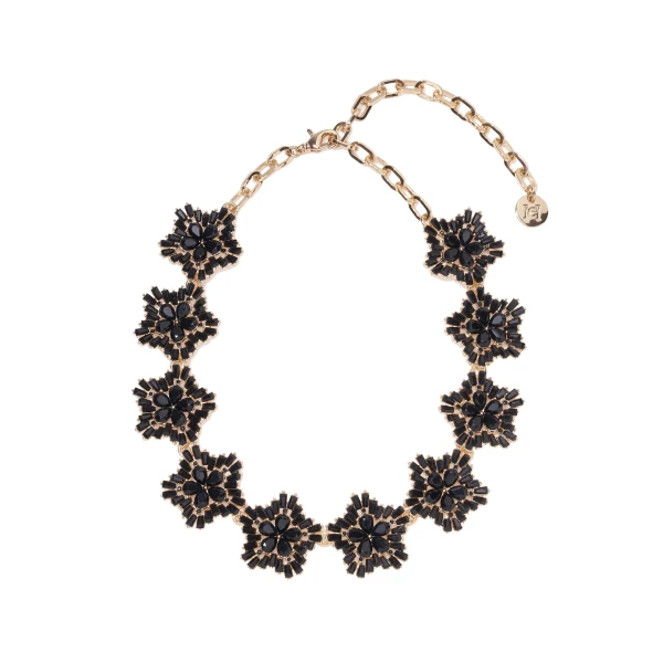 Crystal Snowflake Necklace in Black