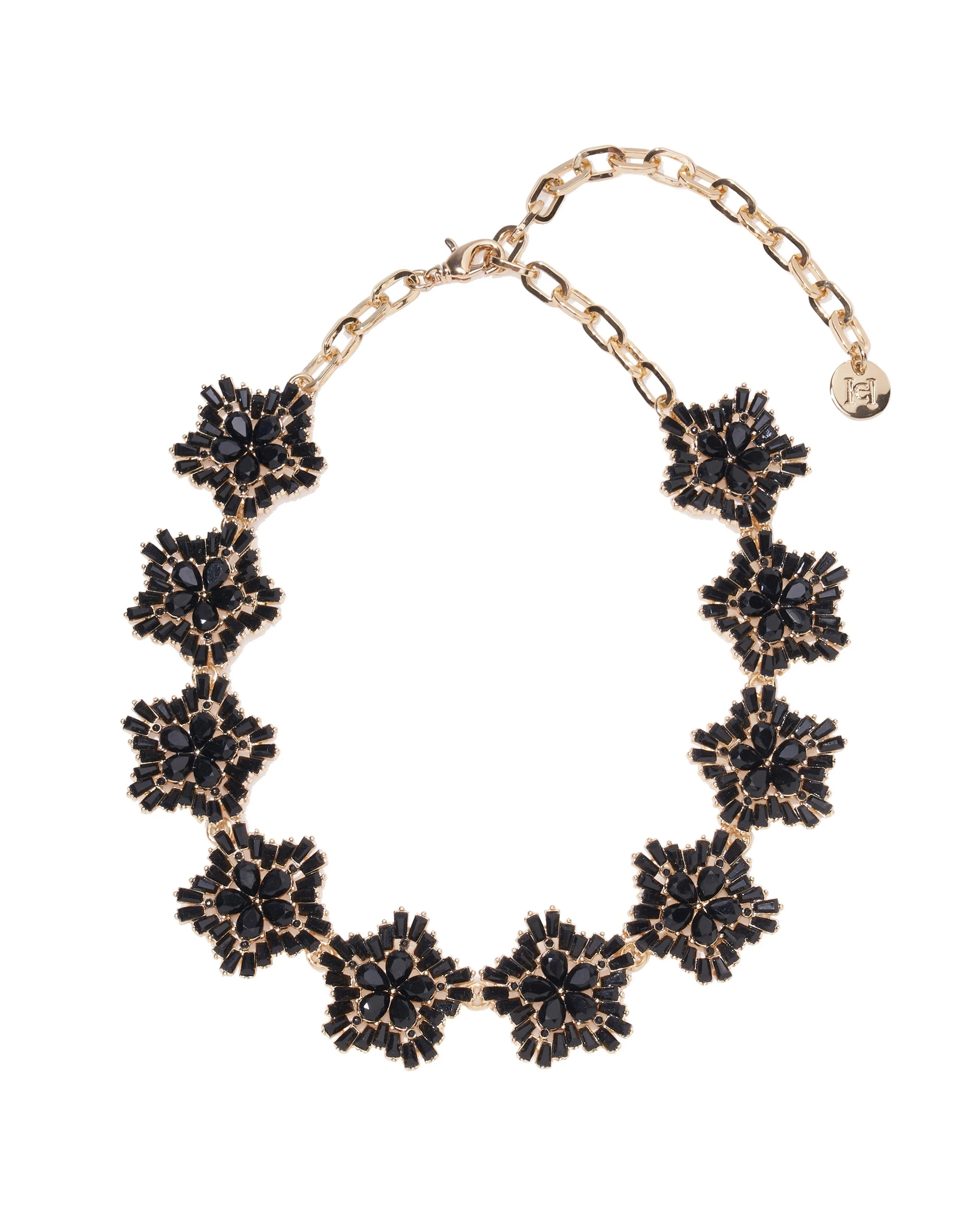 Carolina Herrera Crystal Snowflake Necklace in Black | Jewelry | Luxury Shoes Carolina Herrera Crystal Snowflake Necklace in Black