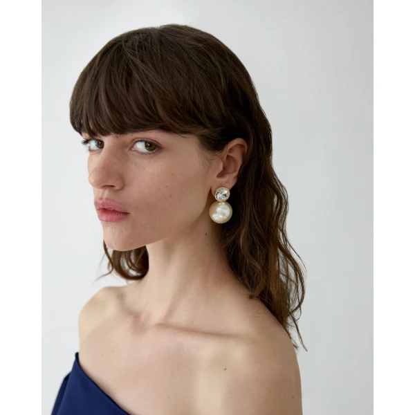 Carolina Herrera Crystal and Pearl Earrings, view 2