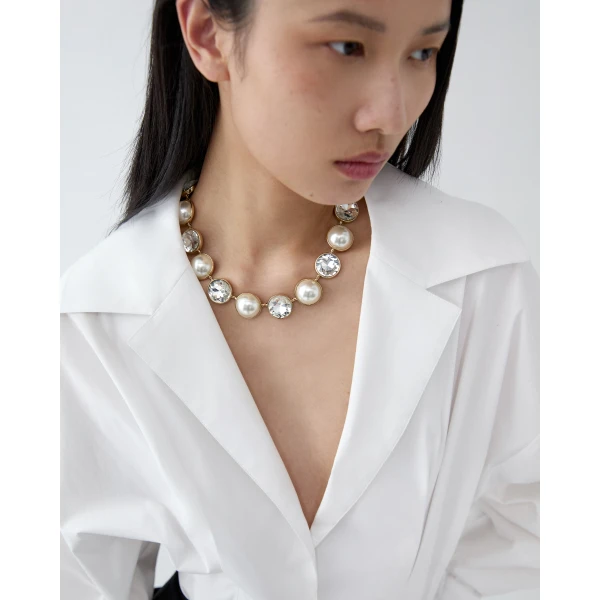 Carolina Herrera Crystal and Pearl Necklace, view 2